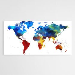 Cuadro Mapa Mundi Multicolor