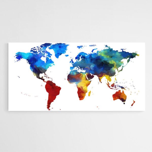 Cuadro Mapa Mundi Multicolor