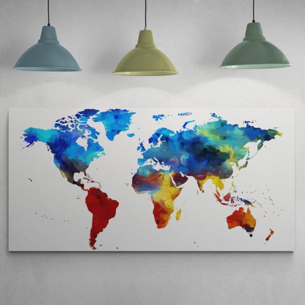 Cuadro Mapa Mundi Multicolor