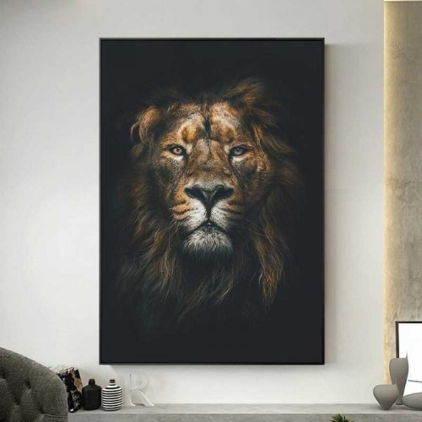 Cuadro León Fondo Negro
