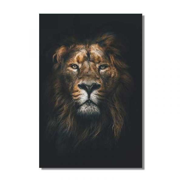 Cuadro León Fondo Negro