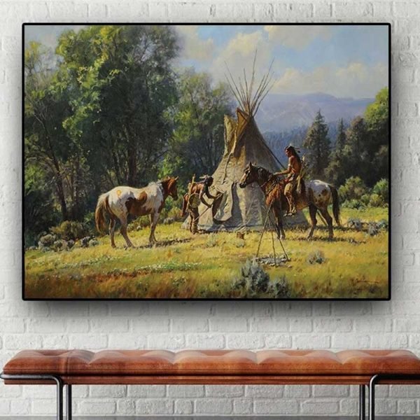 Pintura Caballos Indios
