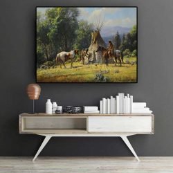 Pintura Caballos Indios