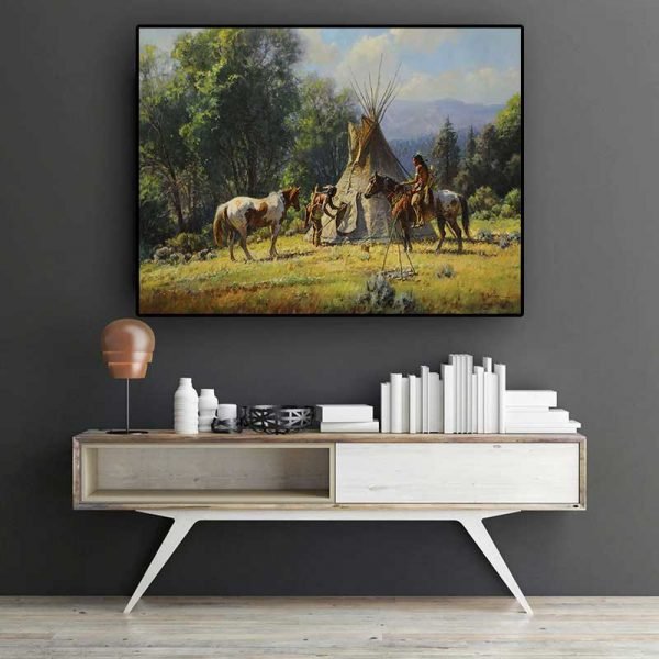 Pintura Caballos Indios
