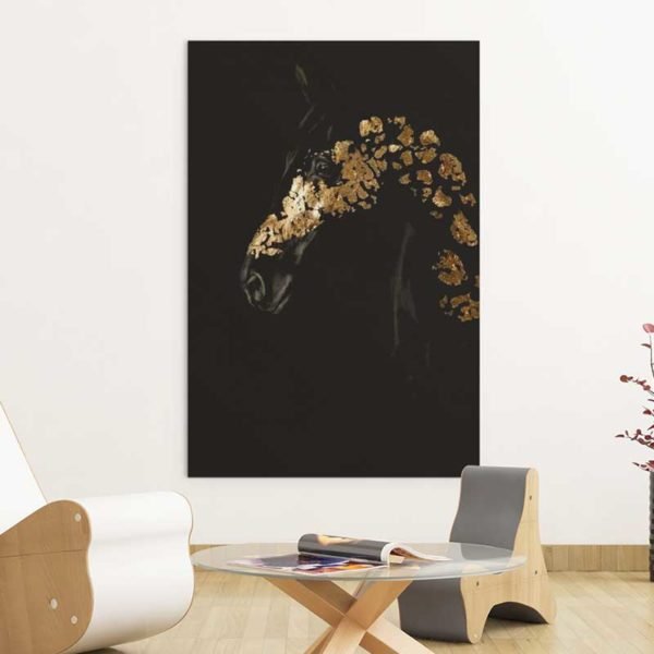 Cuadro Caballo Negro y Oro