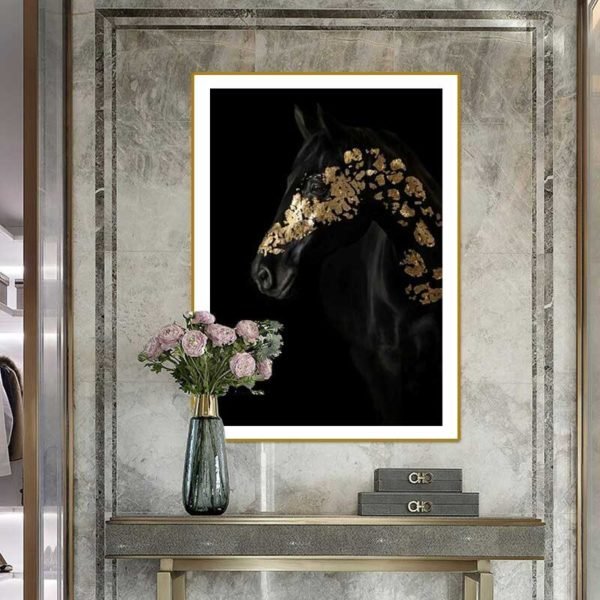 Cuadro Caballo Negro y Oro