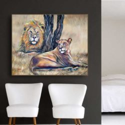 Cuadro León Naturaleza