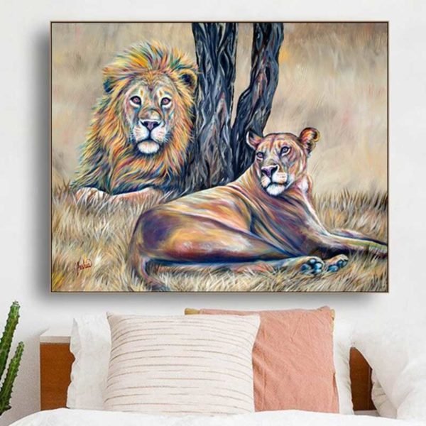 Cuadro León Naturaleza