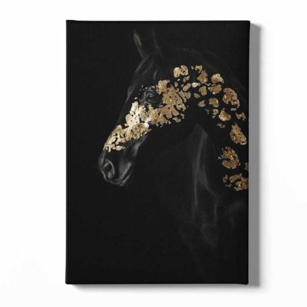 Cuadro Caballo Negro y Oro