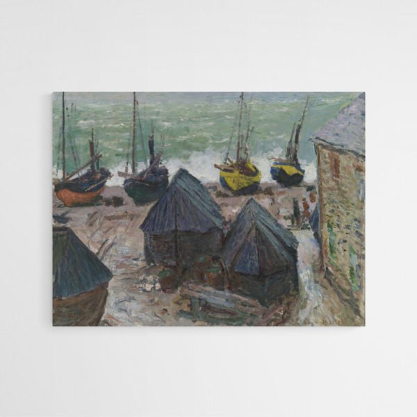 Barcos en la Playa de Étretat - Monet
