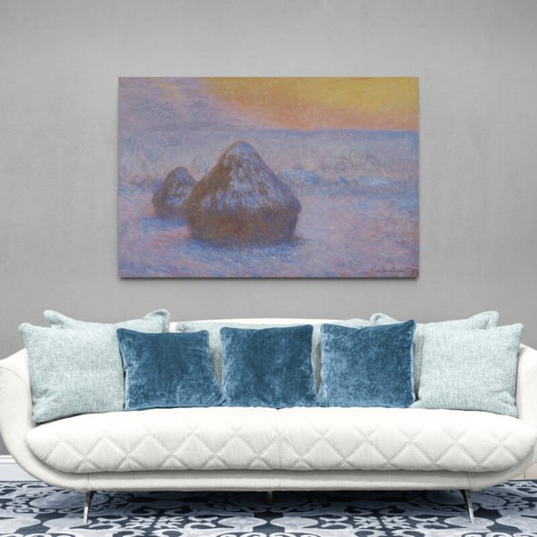 Montones de Trigo (atardecer, efecto nieve) - Monet