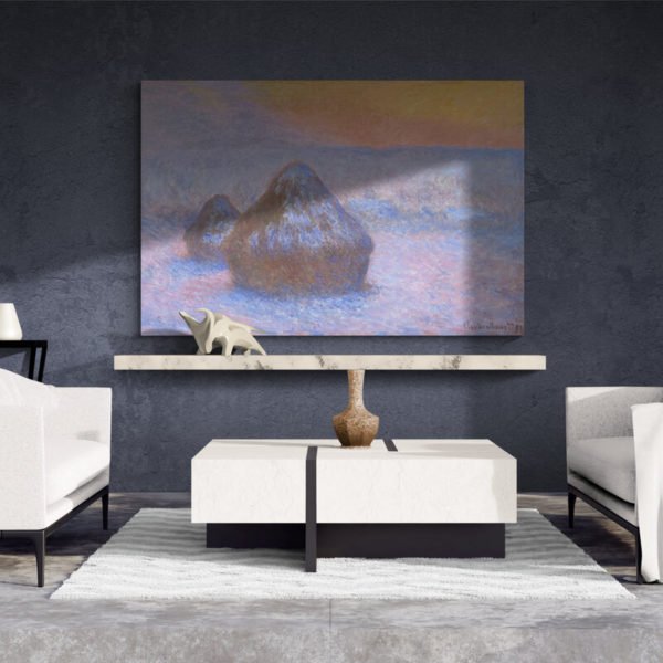Montones de Trigo (atardecer, efecto nieve) - Monet