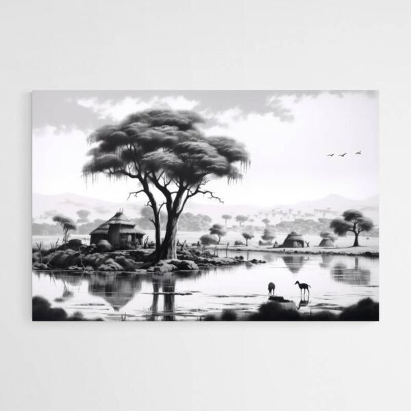 Cuadro Africano Blanco y Negro